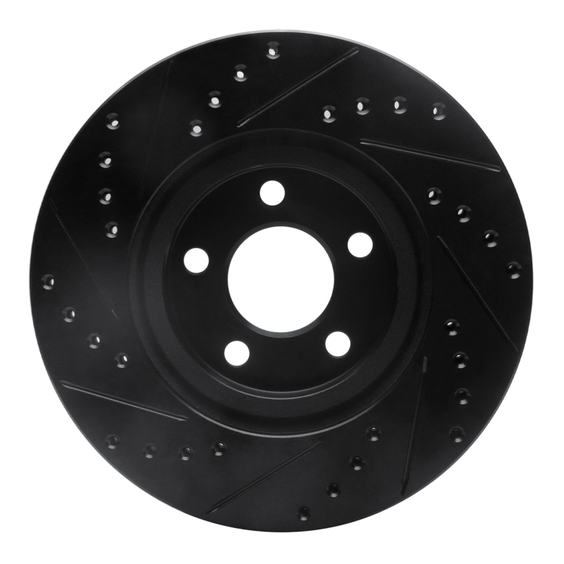 Chrysler PT Cruiser Brake Rotor (1) - Front Right - R1 Concepts - Drilled & Slotted - Black - `03-`09